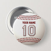 Baseball Stitches Player Number 10 en Custom Name Ronde Button 7,6 Cm (Voorkant /achterkant)