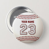 Baseball Stitches Player Number 23 en Custom Name Ronde Button 7,6 Cm (Voorkant /achterkant)