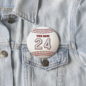 Baseball Stitches Player Number 24 en Custom Name Ronde Button 7,6 Cm (In situ)