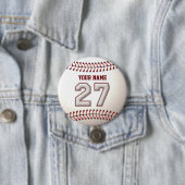 Baseball Stitches Player Number 27 en Custom Name Ronde Button 7,6 Cm (In situ)