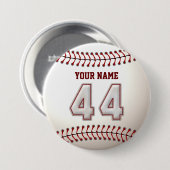 Baseball Stitches Player Number 44 en Custom Name Ronde Button 7,6 Cm (Voorkant /achterkant)