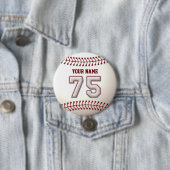 Baseball Stitches Player Number 75 en Custom Name Ronde Button 7,6 Cm (In situ)