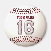 Baseball Stitches Speler Nummer 16 en aangepaste n Magneet (Voorkant)
