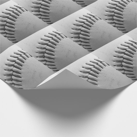 Baseball Stitches (zwart-wit) Cadeaupapier (Hoek)