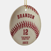 Baseball Stitching Foto gepersonaliseerd Keramisch Ornament (Rechts)