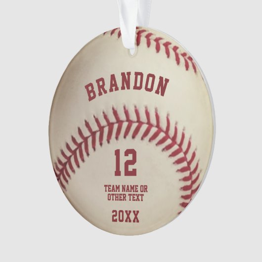 Baseball Stitching Foto gepersonaliseerd Ornament (voorkant)