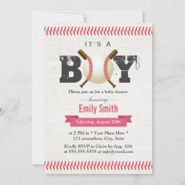 Baseball Stitching Het is een Baby shower van de J Kaart