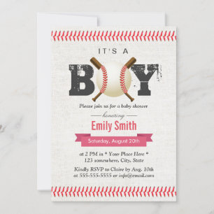 Baseball Stitching Het is een Baby shower van de J Kaart