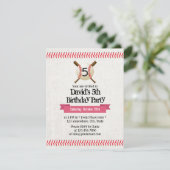 Baseball Stitching Sport Thema 5e Verjaardag Party Kaart (Staand voorkant)