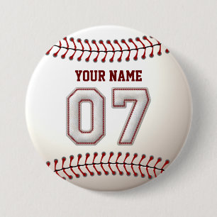 Baseball Stitlement Player Number 7 en Custom Name Ronde Button 7,6 Cm