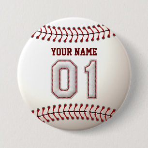 Baseball Stittiters Player Number 1 en Custom Name Ronde Button 7,6 Cm