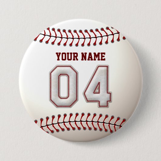 Baseball Stittiters Player Number 4 en Custom Name Ronde Button 7,6 Cm (Voorkant)