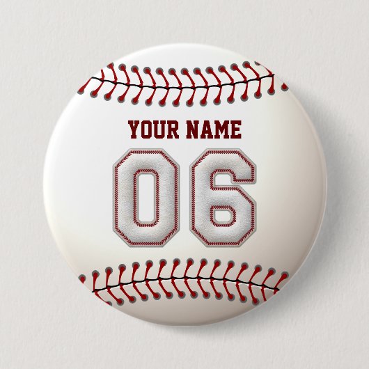 Baseball Stittiters Player Number 6 en Custom Name Ronde Button 7,6 Cm (Voorkant)