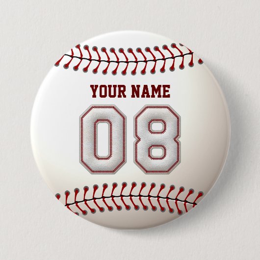 Baseball Stittiters Player Number 8 en Custom Name Ronde Button 7,6 Cm (Voorkant)
