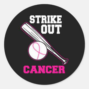 Baseball Strike Out Cool Borstkanker Bewustzijn G Ronde Sticker