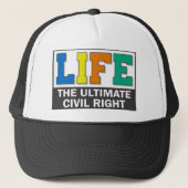 Baseball-style hat with a pro-life message. trucker pet (Voorkant)