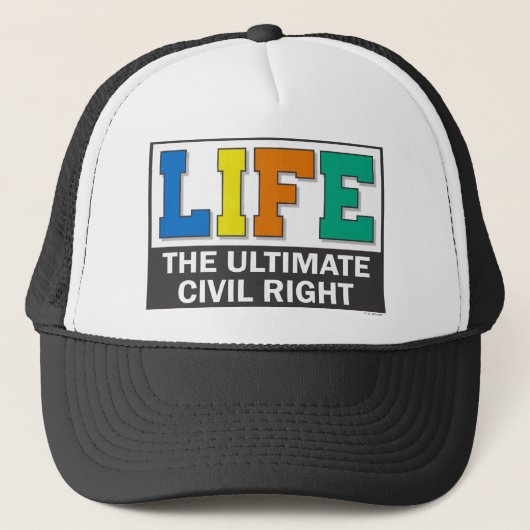 Baseball-style hat with a pro-life message. trucker pet (Voorkant)