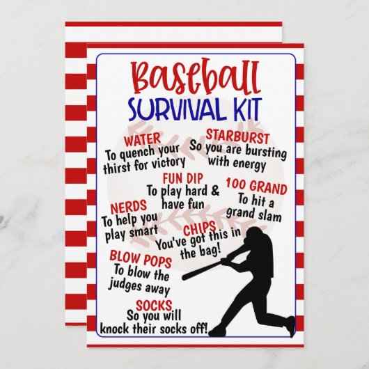 Baseball Survival Kit Kaart (Voorkant / Achterkant)