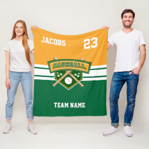 Baseball ⚾ Symbool Team in groen, goud en wit Fleece Deken