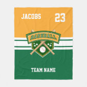 Baseball ⚾ Symbool Team in groen, goud en wit Fleece Deken (Voorkant)