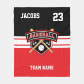 Baseball ⚾ Symbool Team in rood, wit en zwart Fleece Deken (Voorkant)
