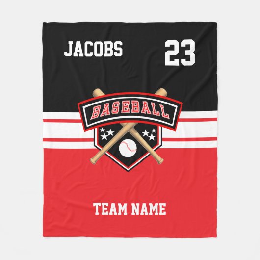 Baseball ⚾ Symbool Team in rood, wit en zwart Fleece Deken (Voorkant)