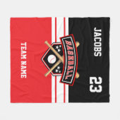 Baseball ⚾ Symbool Team in rood, wit en zwart Fleece Deken (Voorkant (Horizontaal))