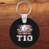 Baseball T-ball Tio Amerikaanse vlag Trotse bal Ti Sleutelhanger (Voorkant)