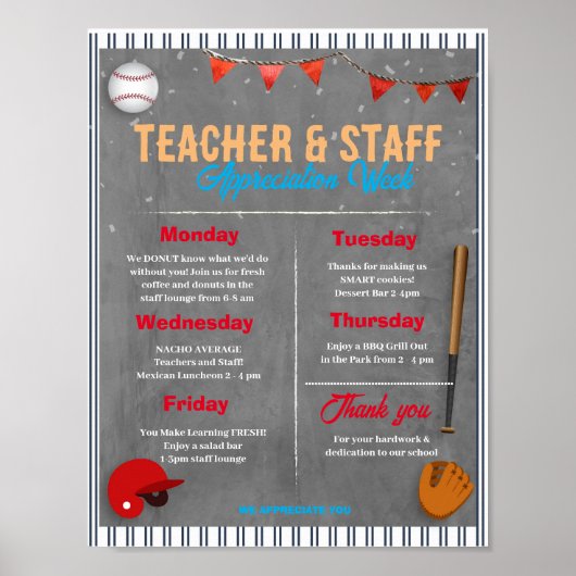 Baseball Teacher Personeel Waardering sjabloon Poster (Voorkant)