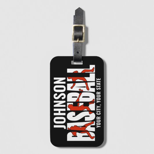 Baseball Team ADD NAAM Kampioen Speler Bagagelabel (Voorkant (verticaal))