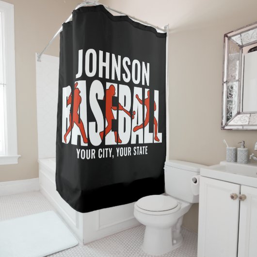 Baseball Team ADD NAAM Kampioen Speler Douchegordijn (In situ)