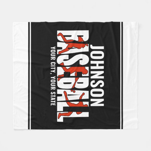 Baseball Team ADD NAAM Kampioen Speler Fleece Deken (Voorkant (Horizontaal))