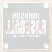 Baseball Team ADD NAAM Kampioen Speler Glazen Onderzetter (Achterkant)