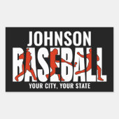 Baseball Team ADD NAAM Kampioen Speler Rechthoekige Sticker (Voorkant)