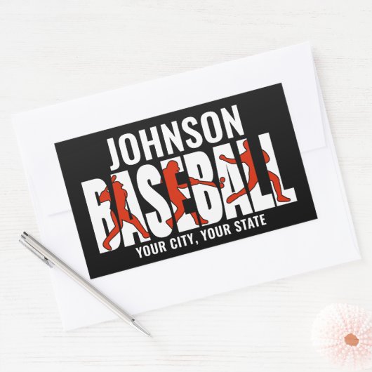 Baseball Team ADD NAAM Kampioen Speler Rechthoekige Sticker (Envelop)