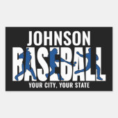 Baseball Team ADD NAAM Kampioen Speler Rechthoekige Sticker (Voorkant)