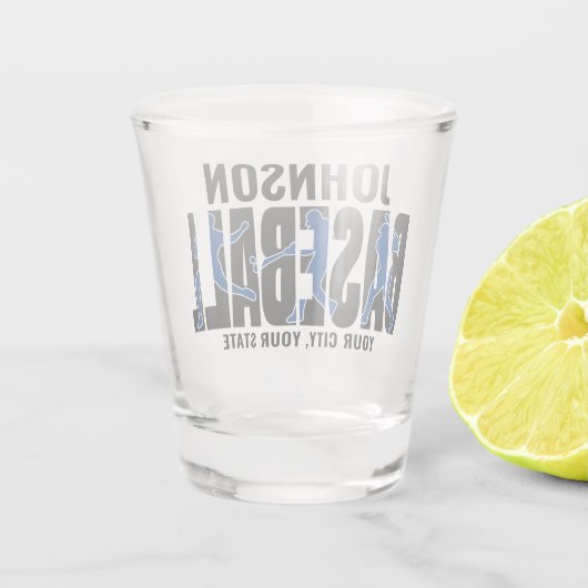 Baseball Team ADD NAAM Kampioen Speler Shot Glas (Achterkant)