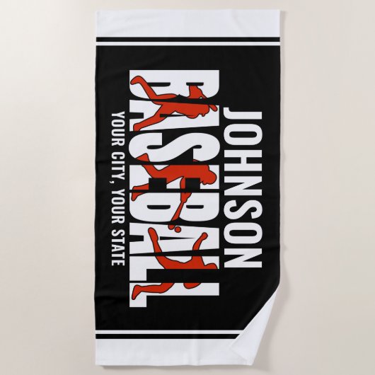 Baseball Team ADD NAAM Kampioen Speler Strandlaken (Voorkant)