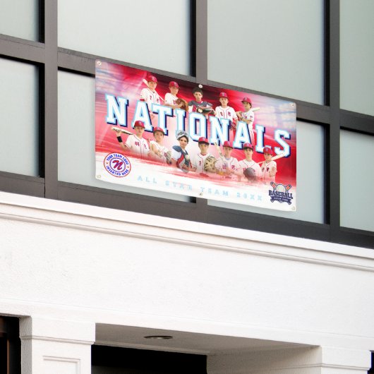 Baseball Team Banner - gepersonaliseerd en bewerkb (Buitenkant Gebouw)