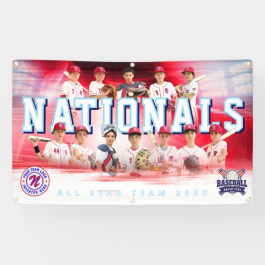 Baseball Team Banner - gepersonaliseerd en bewerkb (Horizontaal)