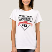 Baseball Team Custom Mascot Laces Base & Number T-shirt (Voorkant)
