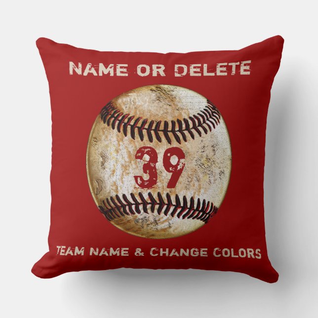 Baseball Team Gifts Personalized TEKST en KLEUREN Kussen (Voorkant)