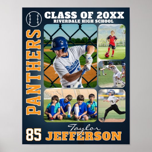 Baseball Team High School Sports Picture Collage Poster (Voorkant)