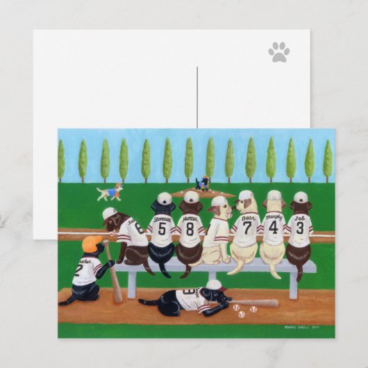 Baseball Team Labradors Briefkaart (Voorkant / Achterkant)