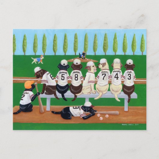 Baseball Team Labradors Briefkaart (Voorkant)