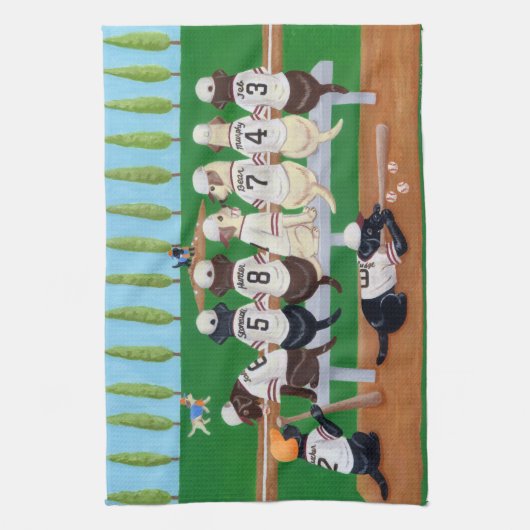 Baseball Team Labradors Theedoek (Verticaal)