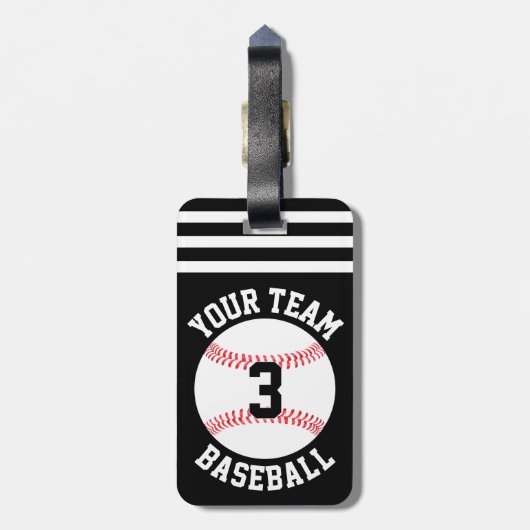 Baseball Team Name en Player Number Baseball Bag Bagagelabel (Achterkant verticaal)