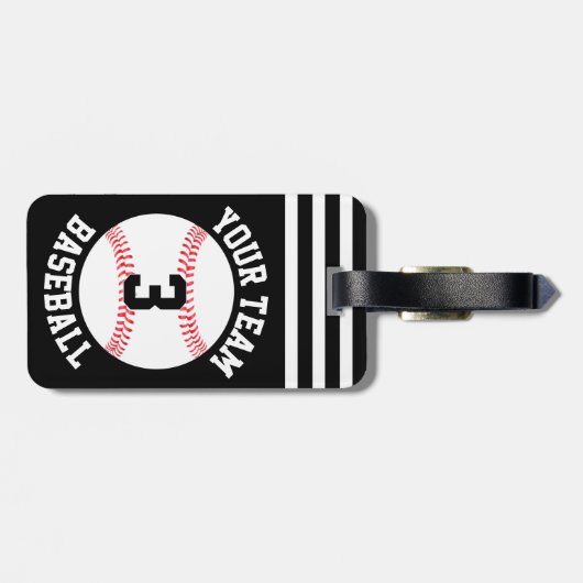Baseball Team Name en Player Number Baseball Bag Bagagelabel (Achterkant horizontaal)