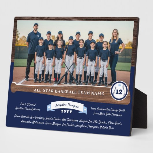 Baseball Team Photo Roster Player Number & Name Fotoplaat (Zijkant)
