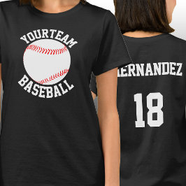 Baseball Team, Player Name & Number Womens T-Shirt